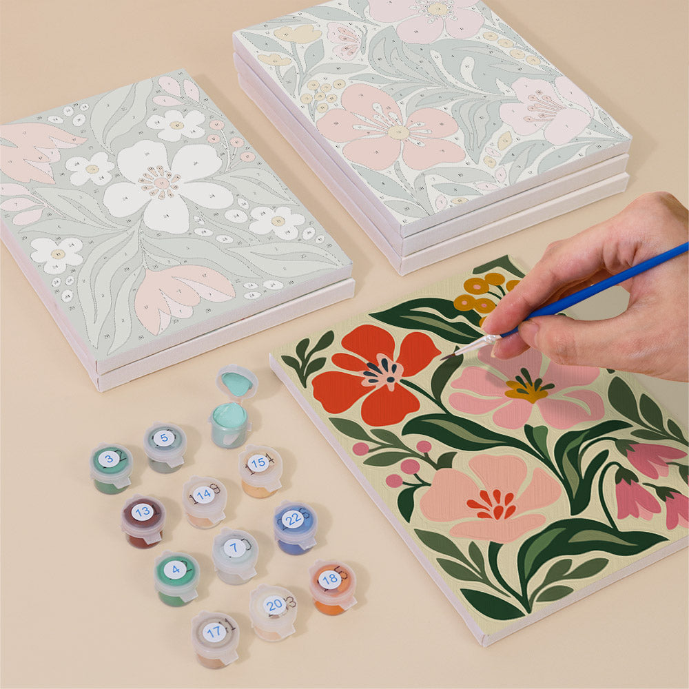 Dense Blooms on Forest Green mini paint by numbers – image 4