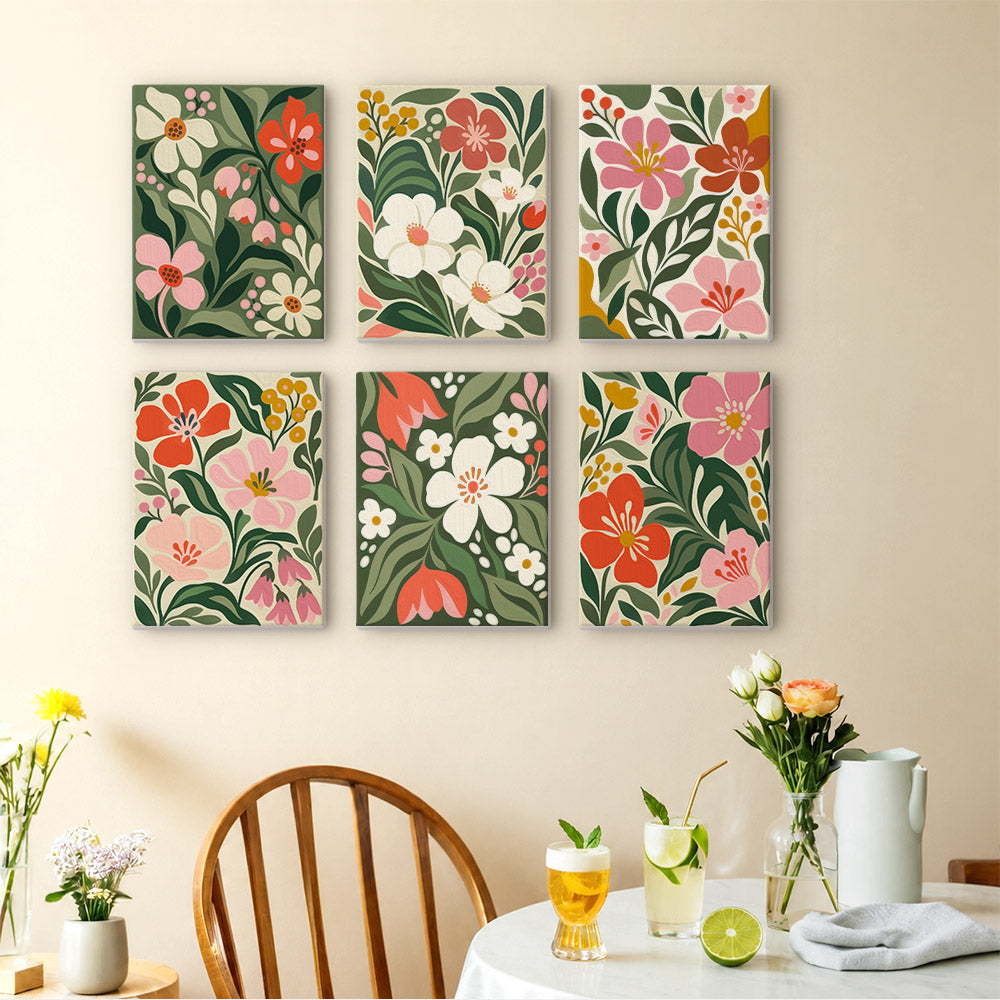 Dense Blooms on Forest Green mini paint by numbers – image 14
