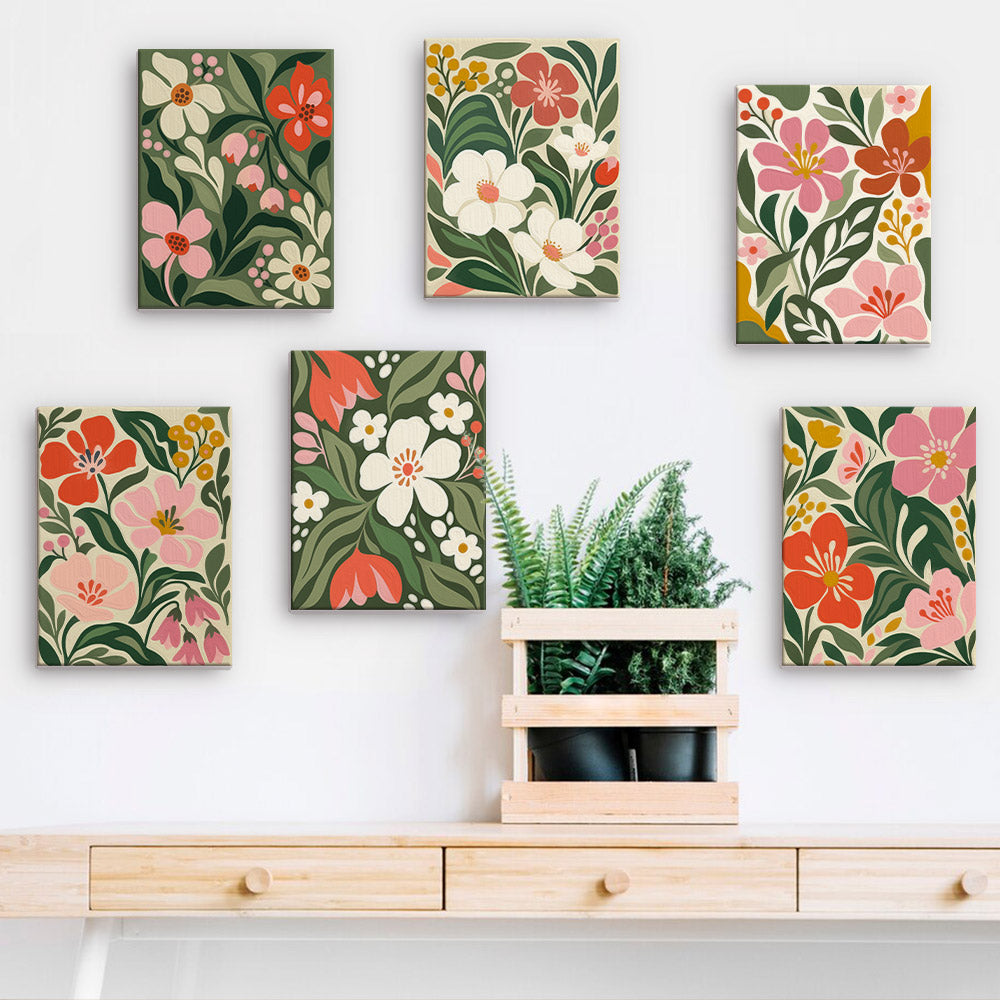 Dense Blooms on Forest Green mini paint by numbers – image 15