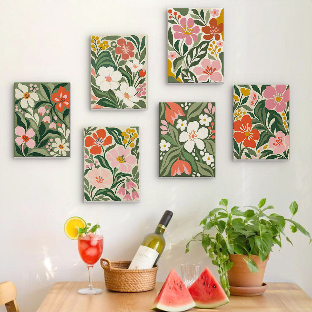 Dense Blooms on Forest Green mini paint by numbers – image 17