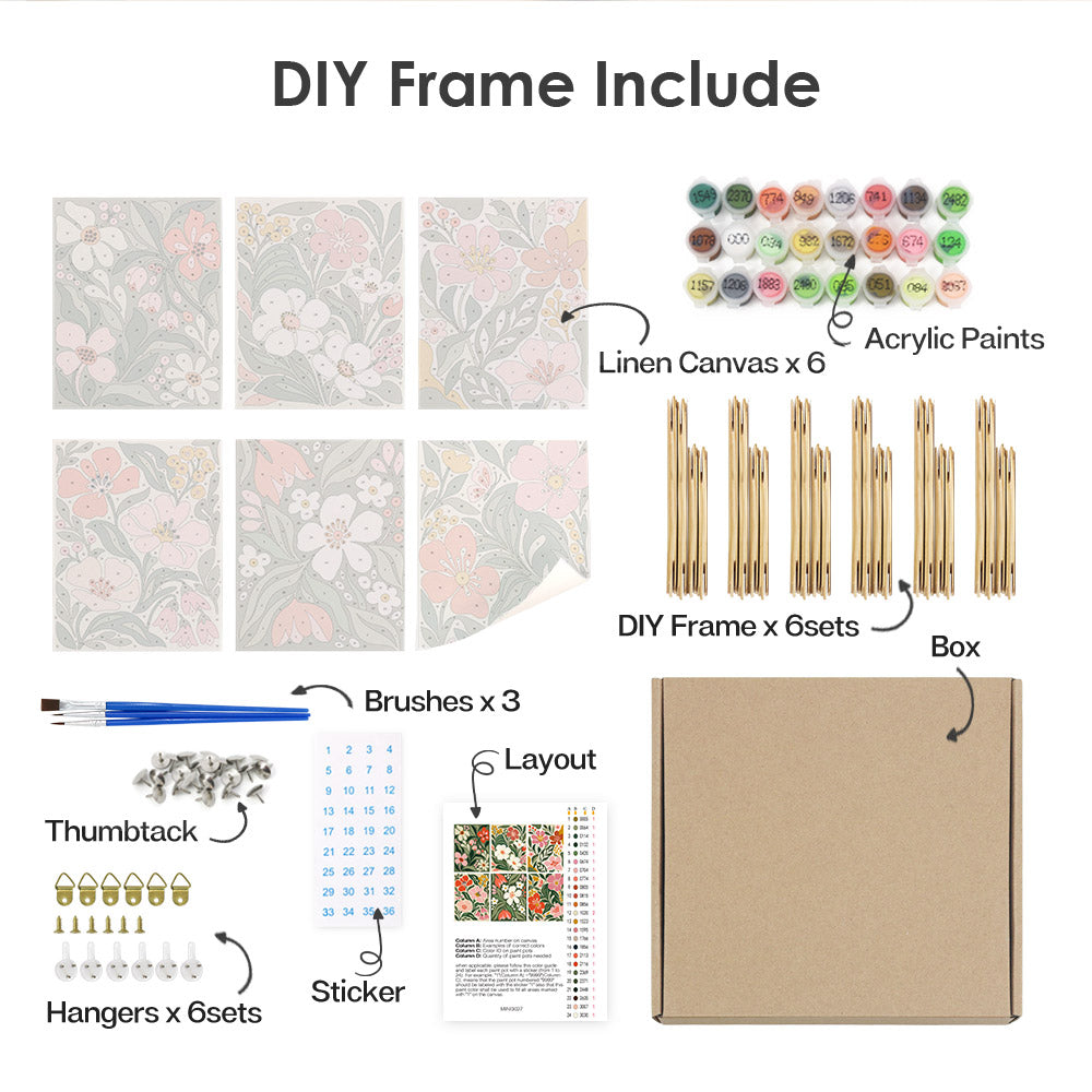 Dense Blooms on Forest Green mini paint by numbers – image 18