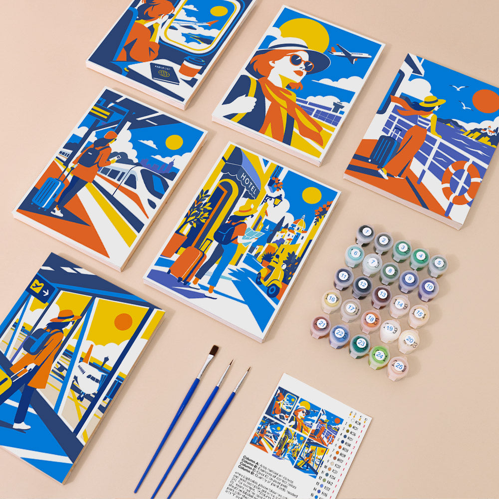 Train Windows and Airport Gates mini paint by numbers – image 1