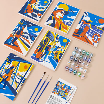 Train Windows and Airport Gates mini paint by numbers – image 1