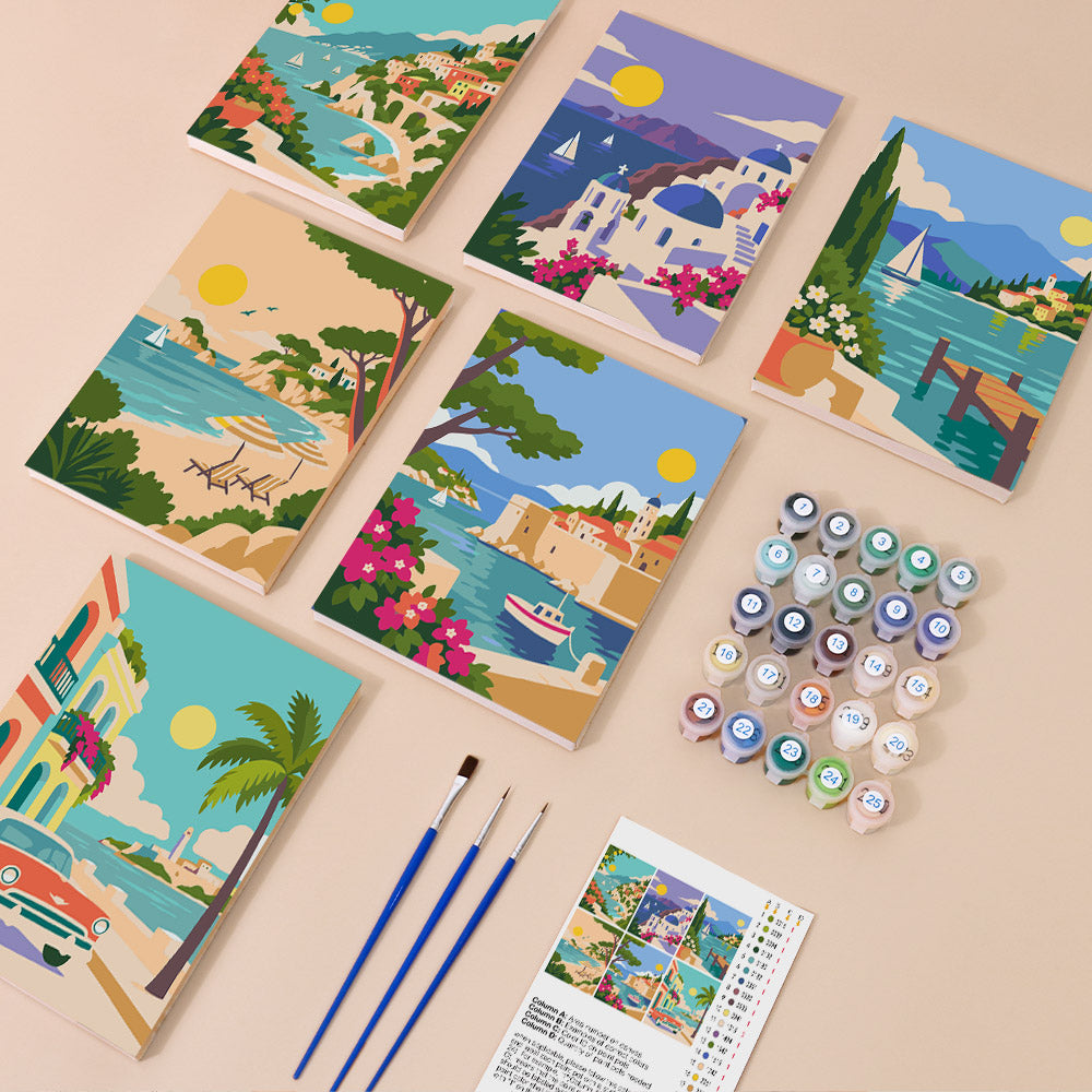 Mediterranean Coastal Escapes mini paint by numbers – image 1