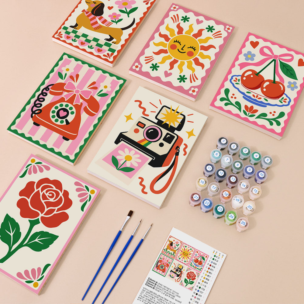 Cheerful Retro Icons mini paint by numbers – image 1