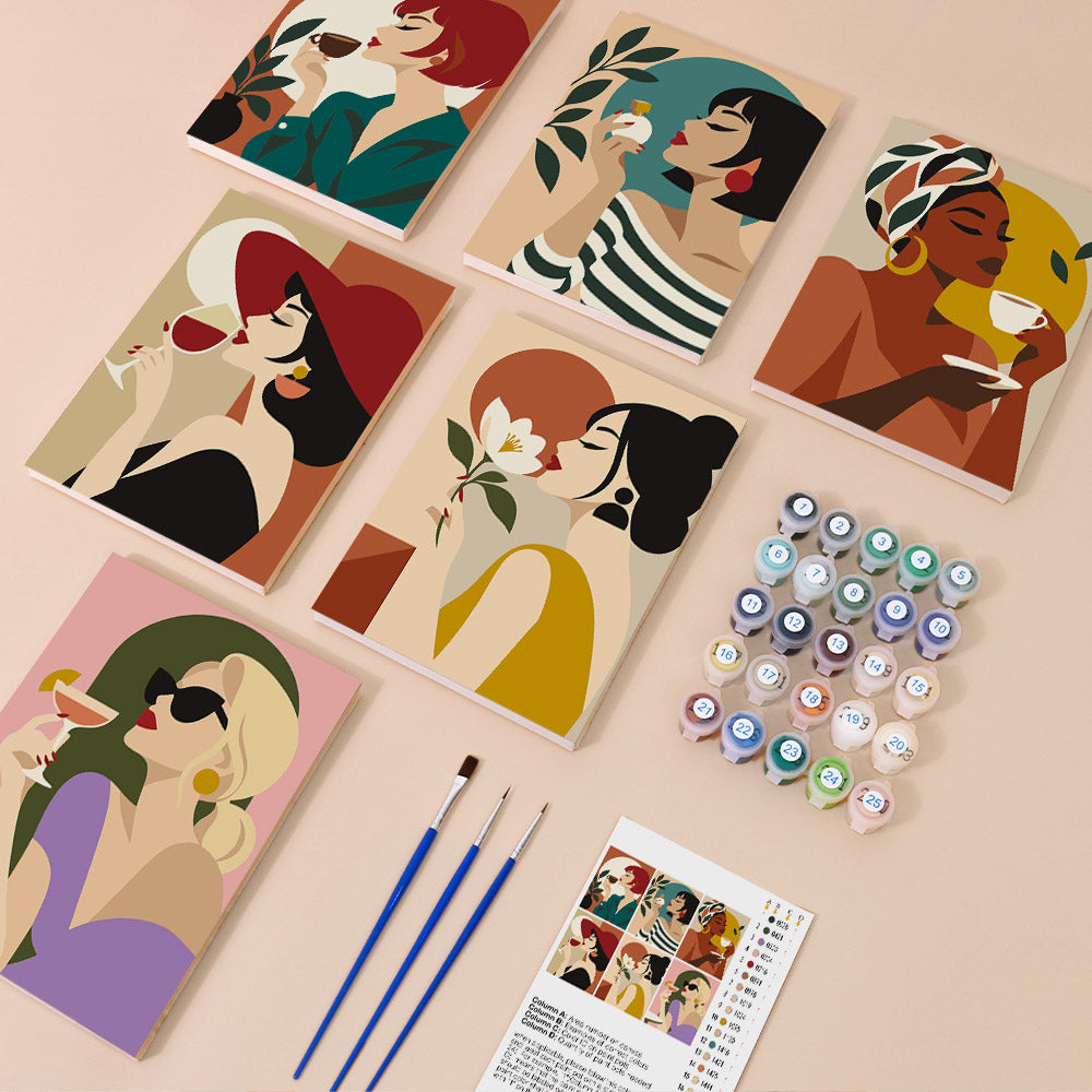 Wine, Tea and Red Hat Ladies mini paint by numbers – image 1