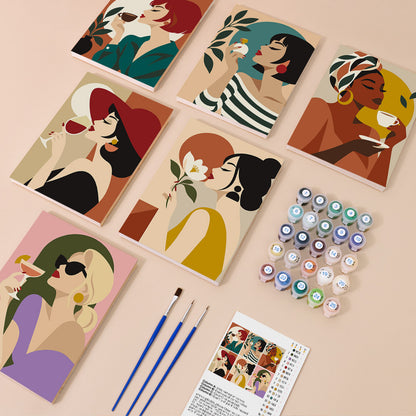 Wine, Tea and Red Hat Ladies mini paint by numbers – image 1