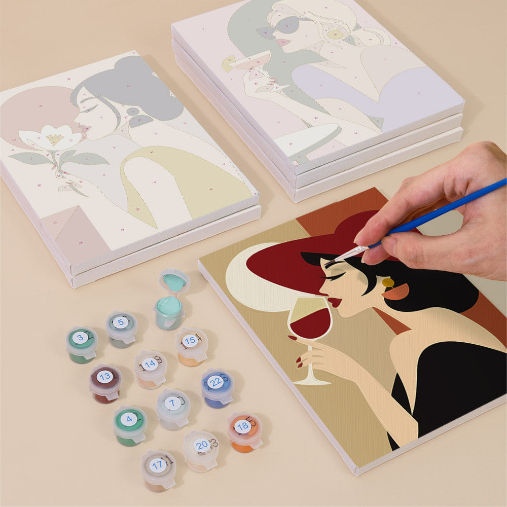 Wine, Tea and Red Hat Ladies mini paint by numbers – image 4