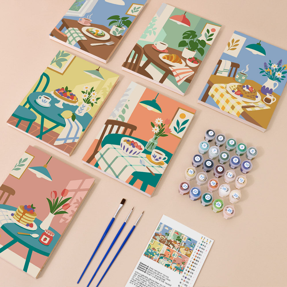 Cozy Breakfast Tables mini paint by numbers – image 1