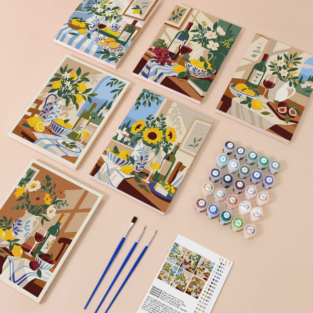 Red Wine and Lemon Tablescapes mini paint by numbers – image 1
