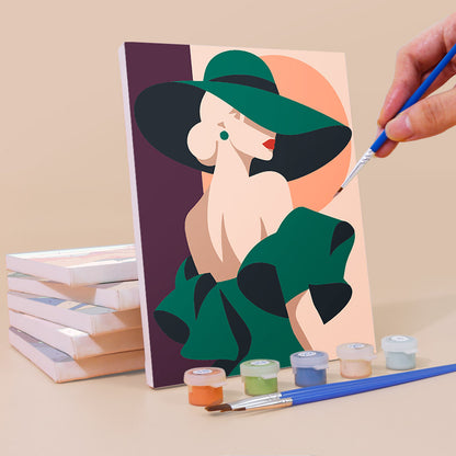 Faceless Ladies in Bold Brims mini paint by numbers – image 3