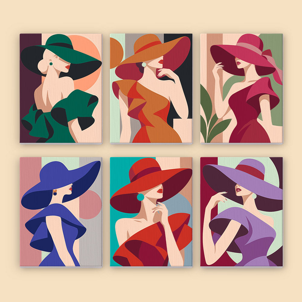 Faceless Ladies in Bold Brims mini paint by numbers – image 8
