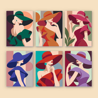 Faceless Ladies in Bold Brims mini paint by numbers – image 8