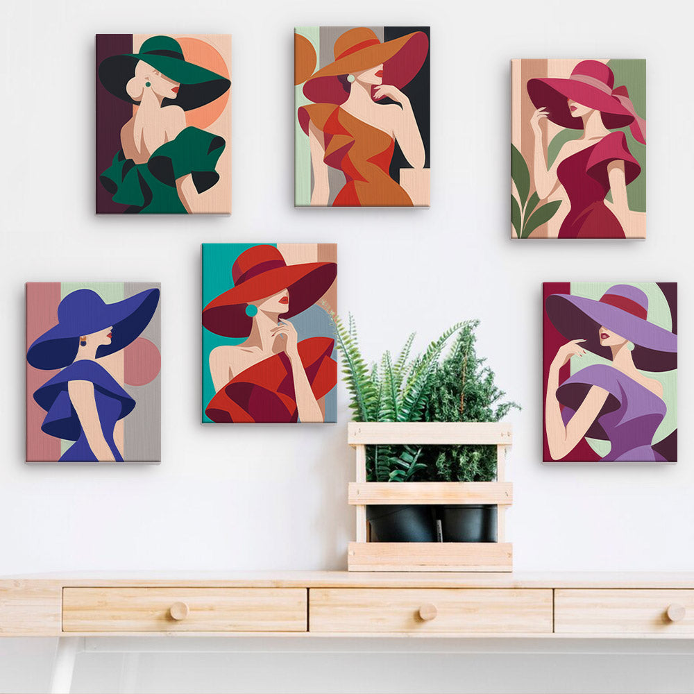 Faceless Ladies in Bold Brims mini paint by numbers – image 15