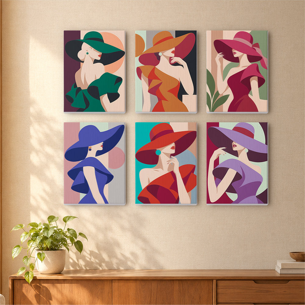 Faceless Ladies in Bold Brims mini paint by numbers – image 16