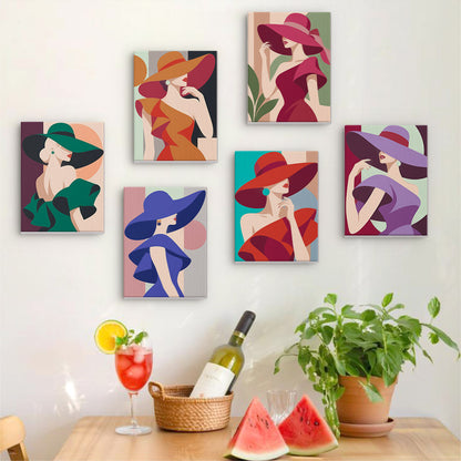 Faceless Ladies in Bold Brims mini paint by numbers – image 17