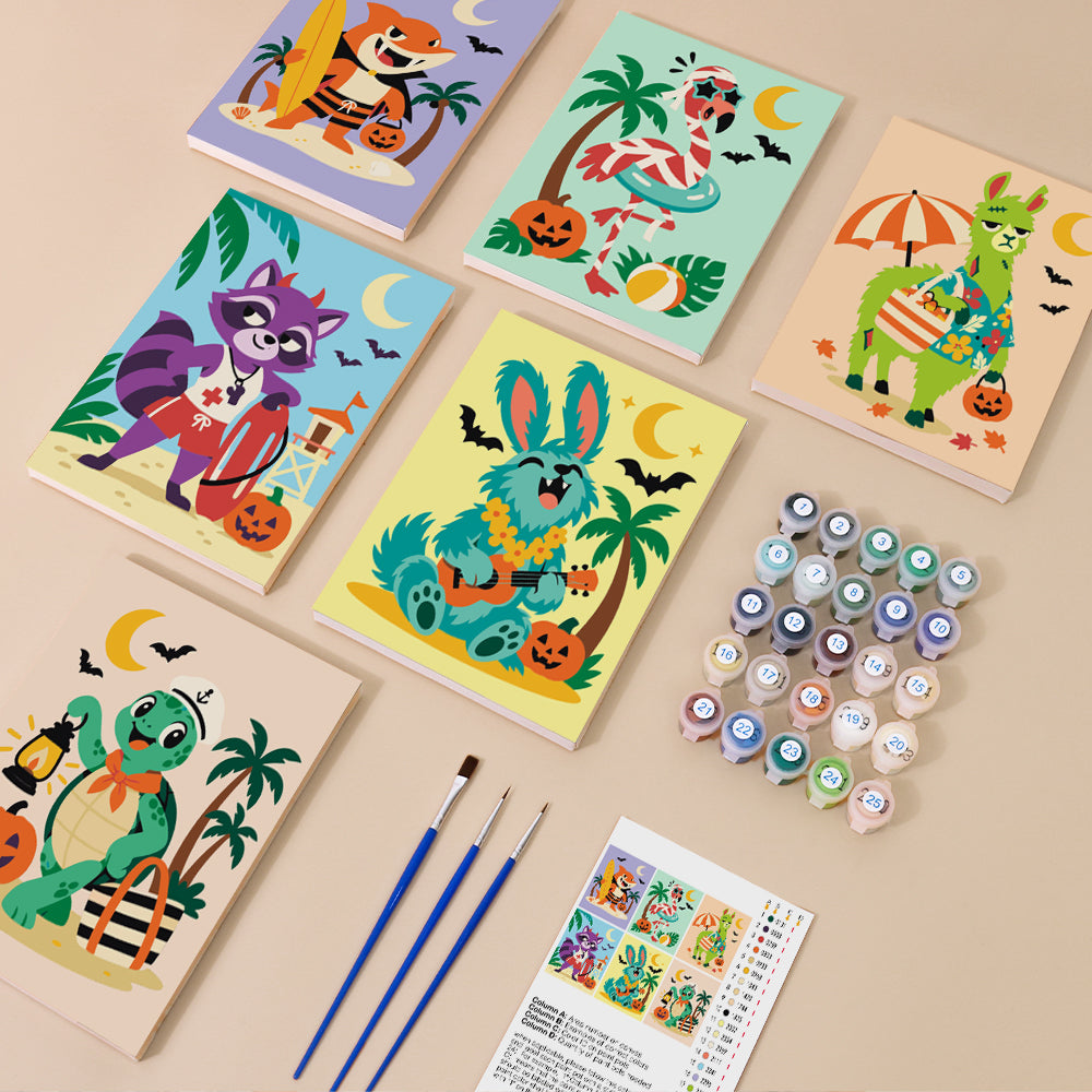 Tropical Halloween Animals mini paint by numbers – image 1