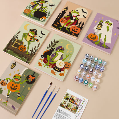 Witch and Vampire Frog Costumes mini paint by numbers – image 1
