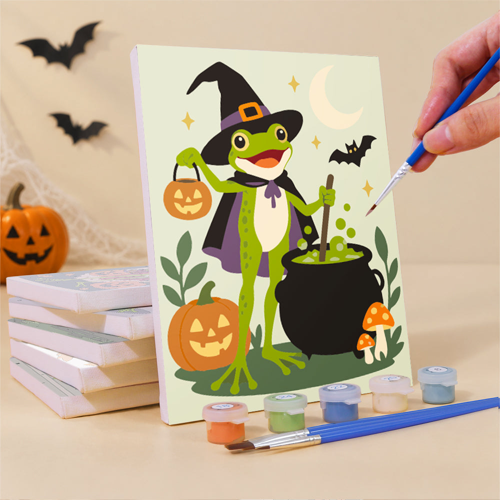 Witch and Vampire Frog Costumes mini paint by numbers – image 3