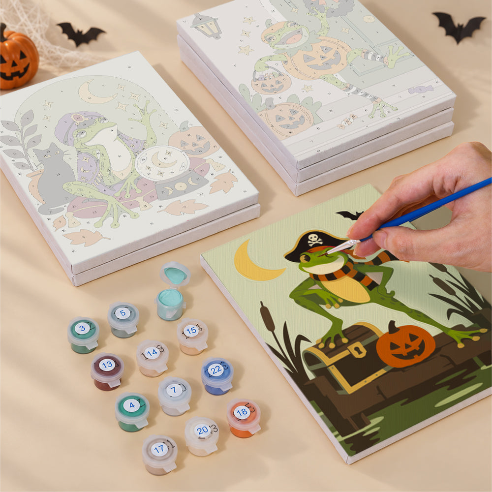Witch and Vampire Frog Costumes mini paint by numbers – image 4
