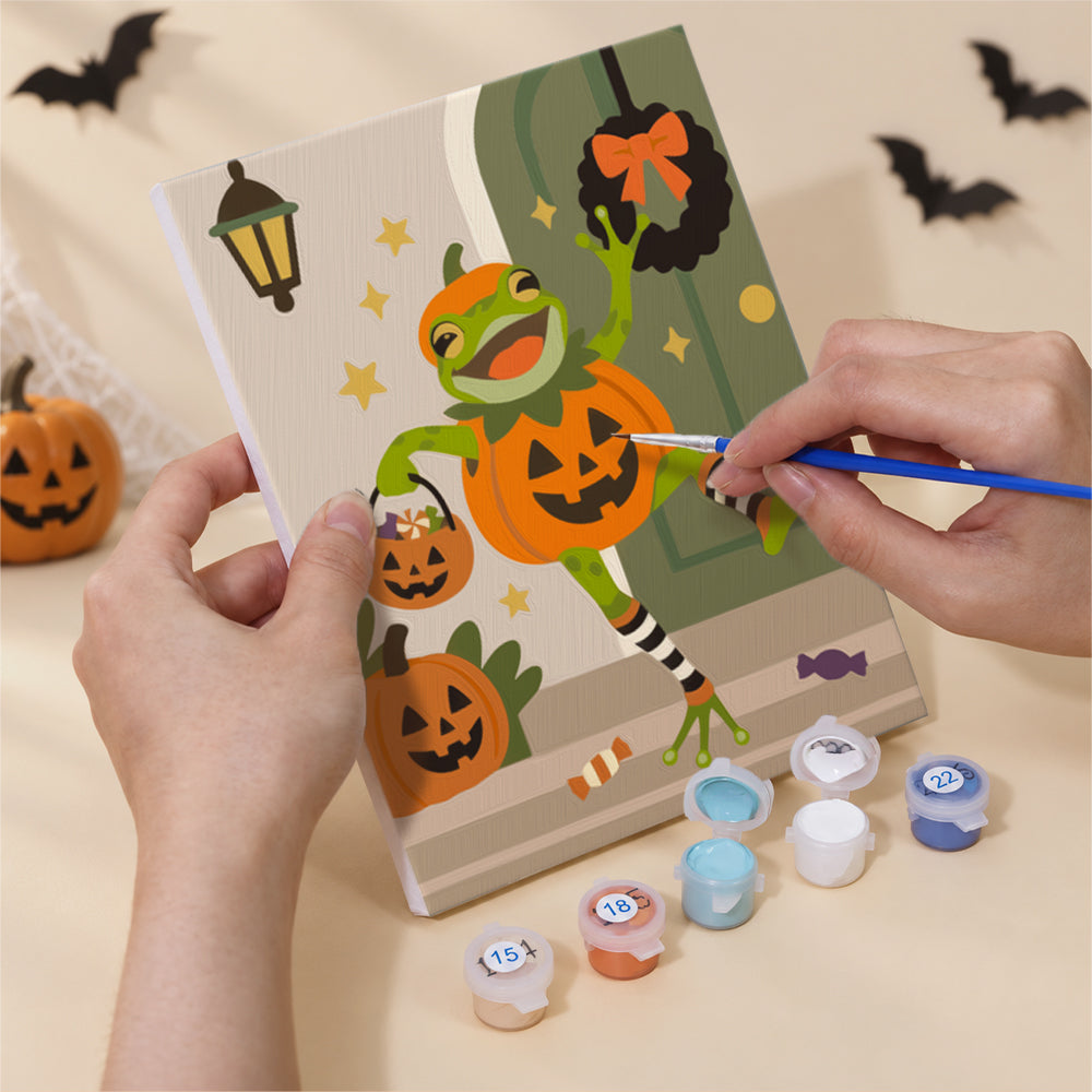 Witch and Vampire Frog Costumes mini paint by numbers – image 5