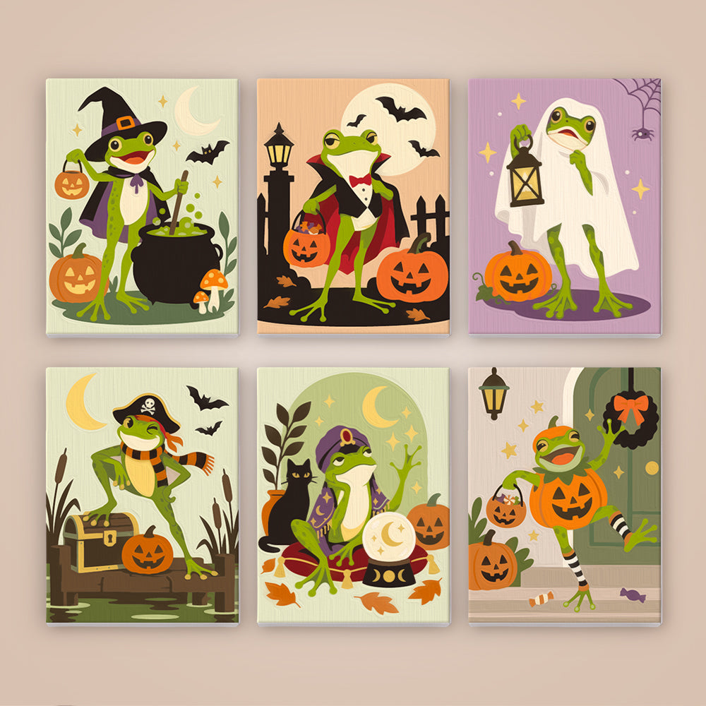 Witch and Vampire Frog Costumes mini paint by numbers – image 8