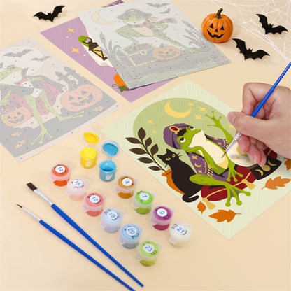 Witch and Vampire Frog Costumes mini paint by numbers – image 12