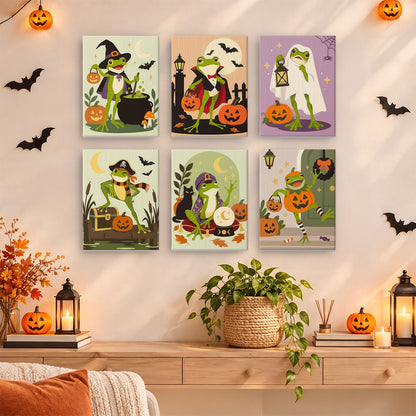 Witch and Vampire Frog Costumes mini paint by numbers – image 14