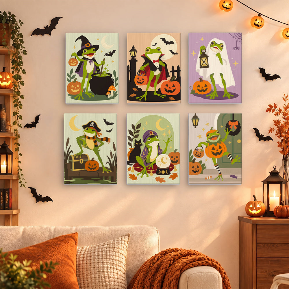 Witch and Vampire Frog Costumes mini paint by numbers – image 15