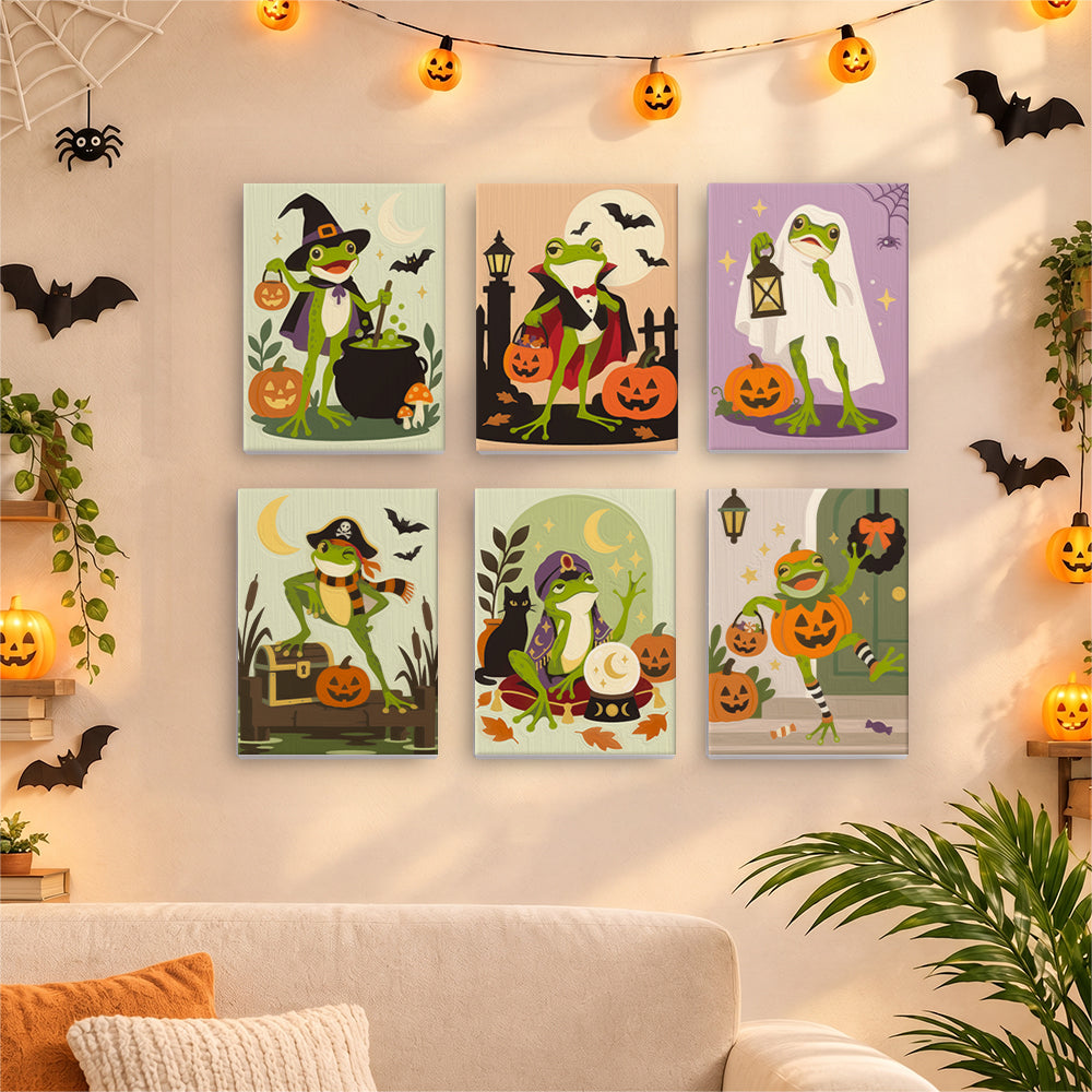 Witch and Vampire Frog Costumes mini paint by numbers – image 17