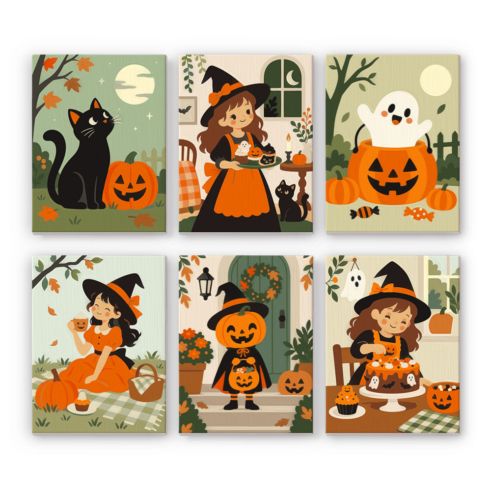 Cute Witches and Pumpkins mini paint by numbers – image 7