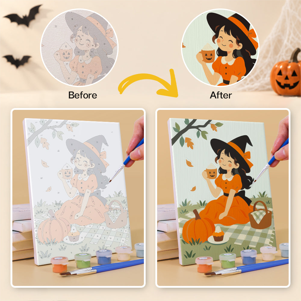 Cute Witches and Pumpkins mini paint by numbers – image 10