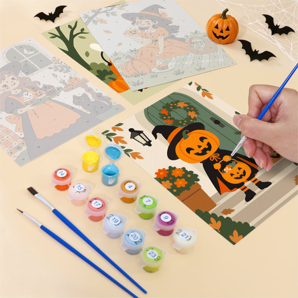 Cute Witches and Pumpkins mini paint by numbers – image 12