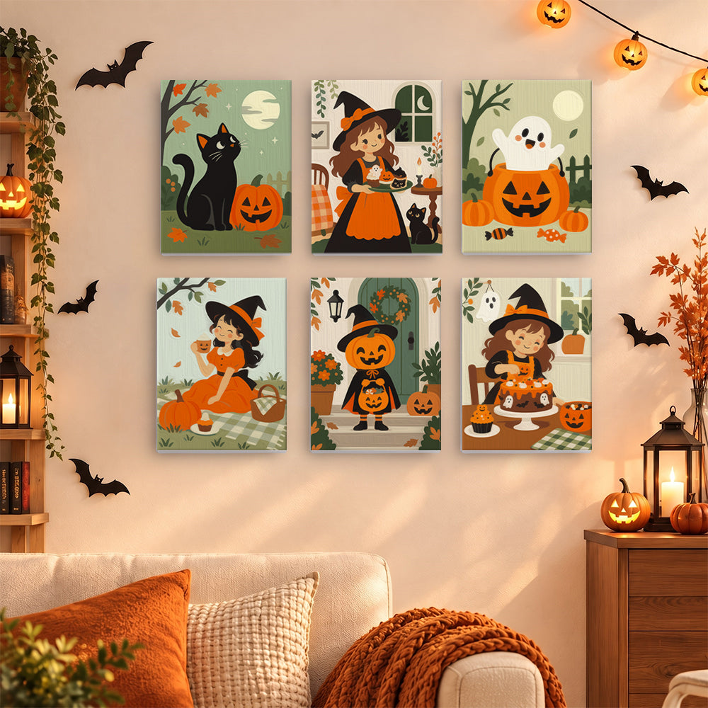 Cute Witches and Pumpkins mini paint by numbers – image 15
