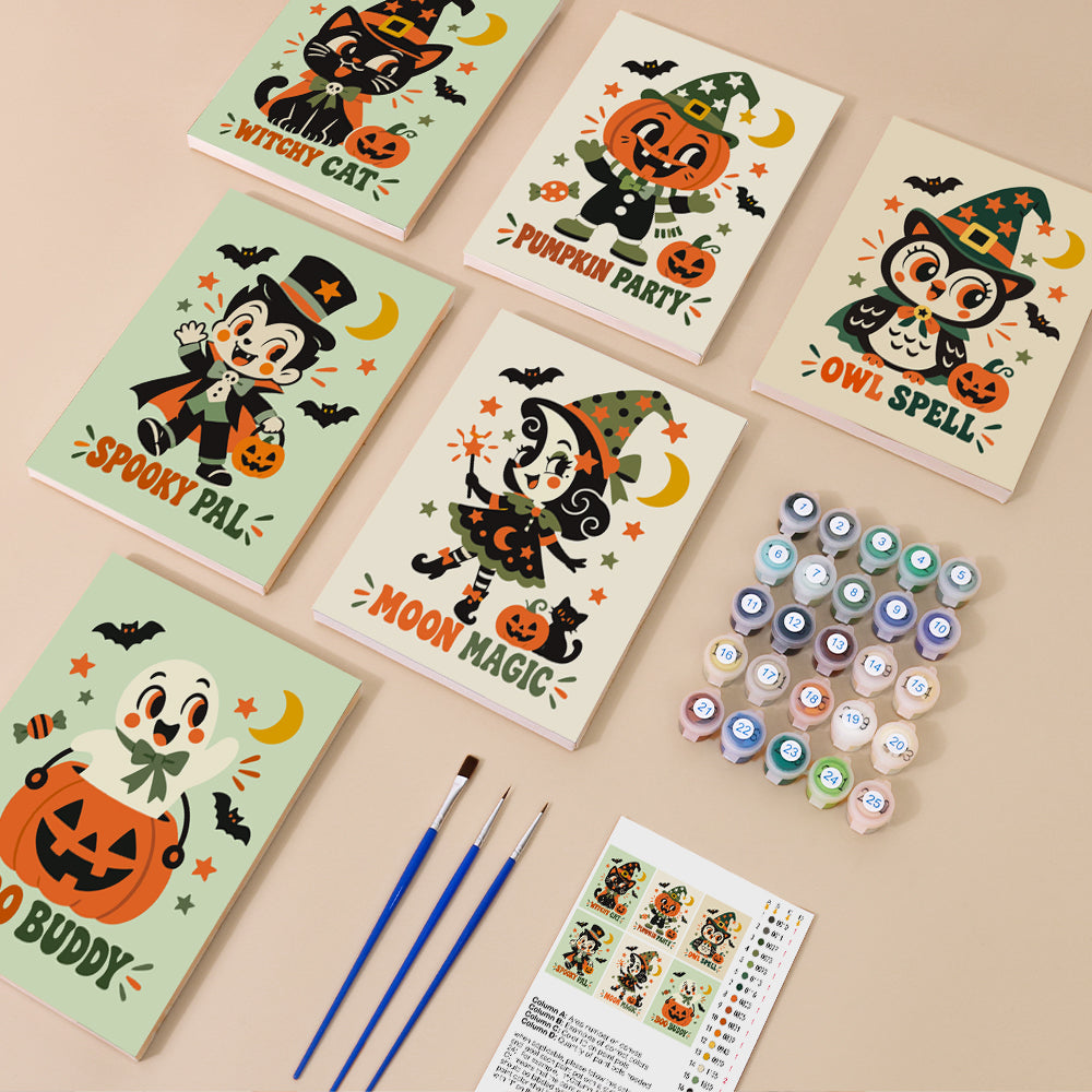 Retro Halloween Pals mini paint by numbers – image 1