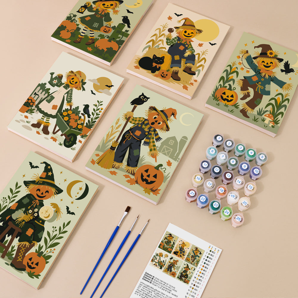 Scarecrows, Crows and Lanterns mini paint by numbers – image 1