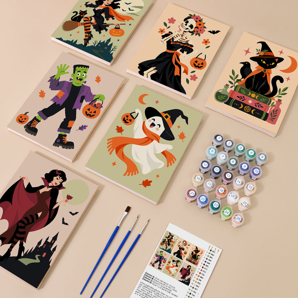 Classic Halloween Characters mini paint by numbers – image 1