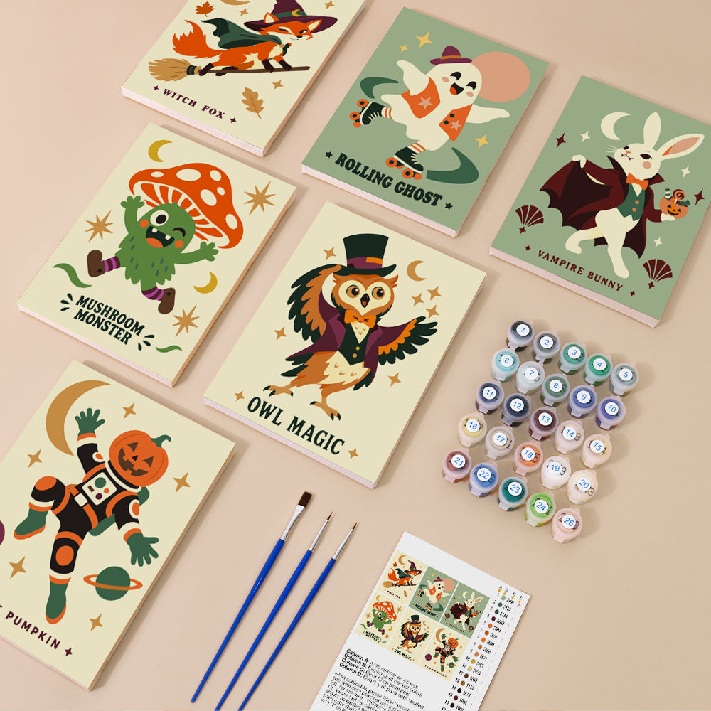 Quirky Halloween Creatures mini paint by numbers – image 1