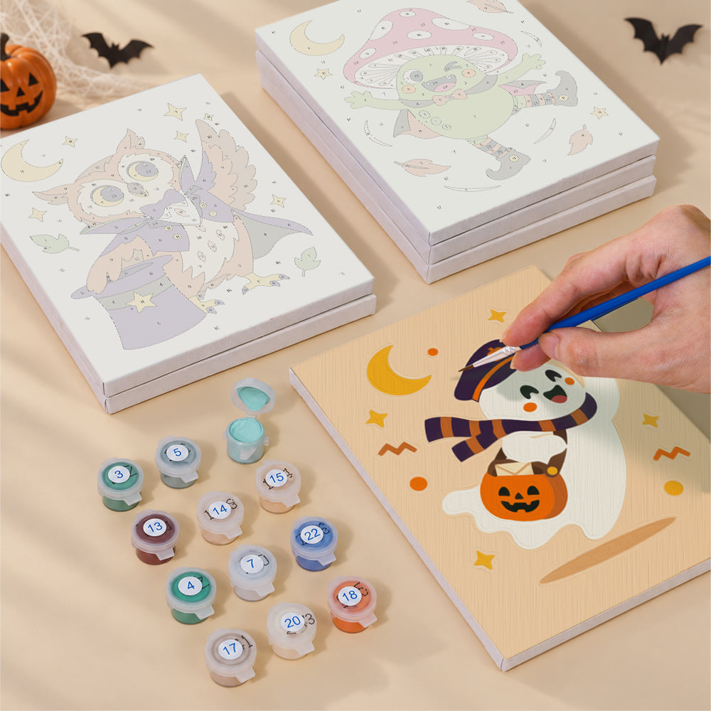 Flamingo Witch and Skater Pumpkin mini paint by numbers – image 4