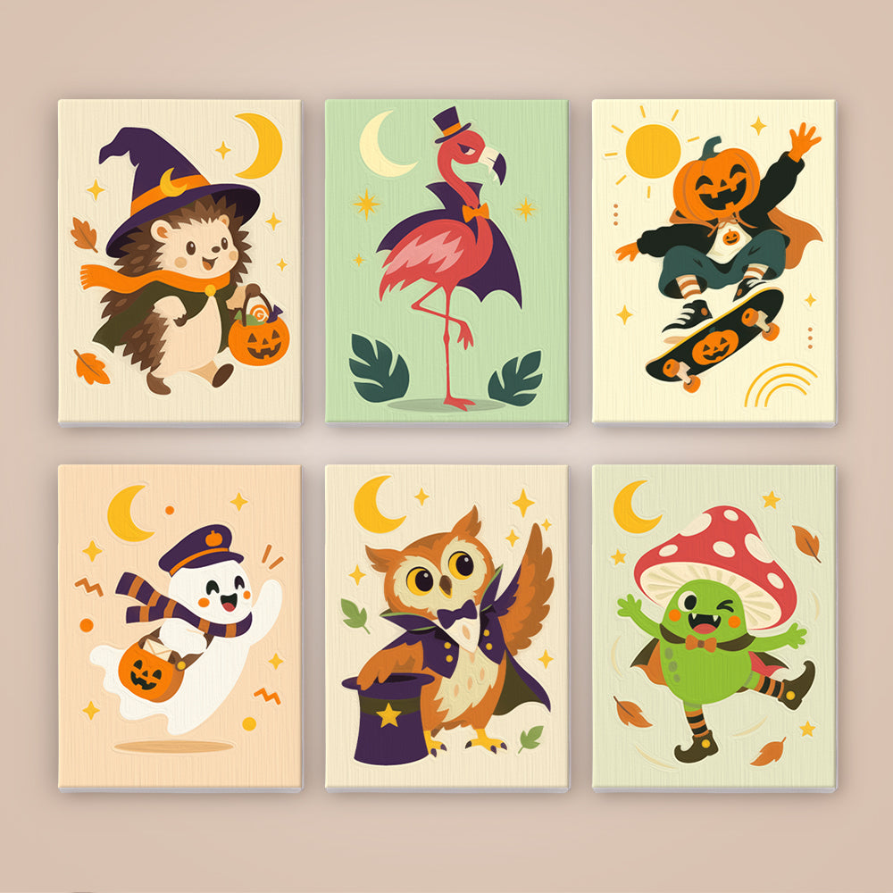Flamingo Witch and Skater Pumpkin mini paint by numbers – image 8