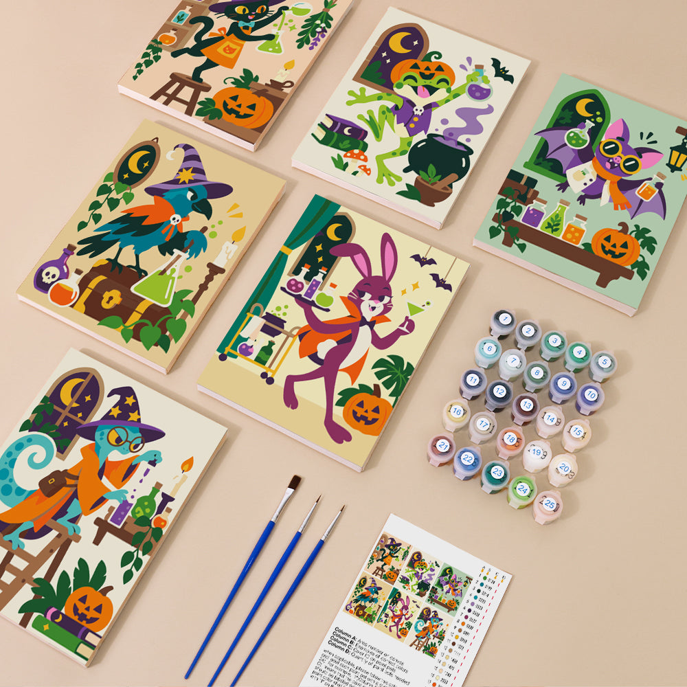 Halloween Potion Lab Animals mini paint by numbers – image 1