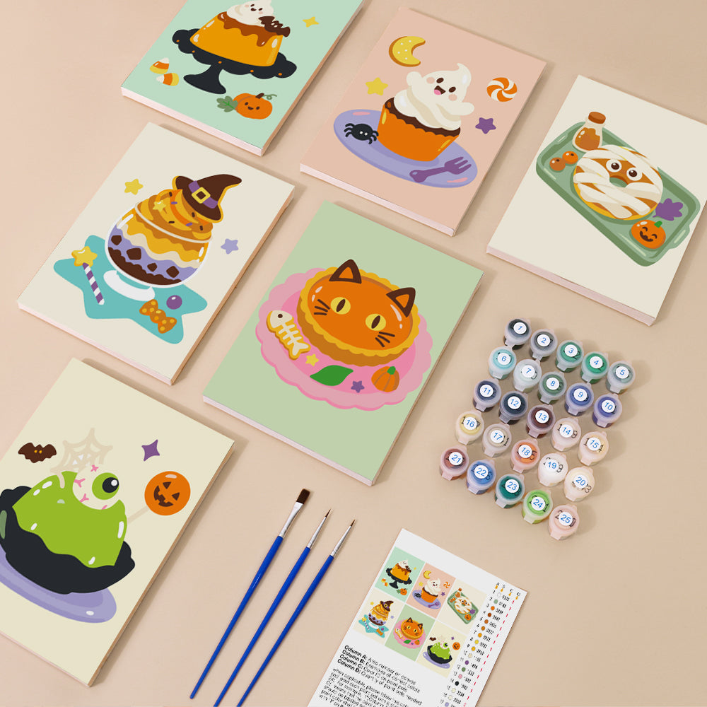 Ghost Pudding and Mummy Toast mini paint by numbers – image 1
