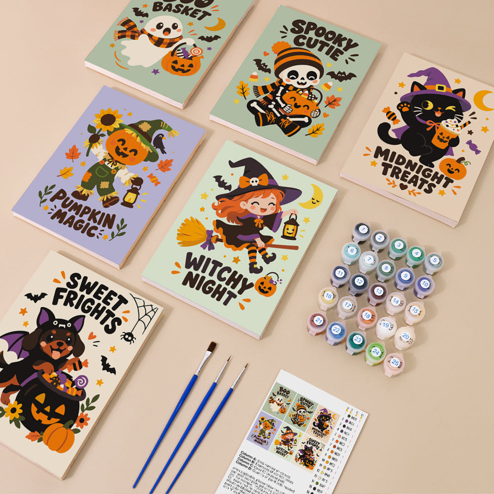 Cute Halloween Characters mini paint by numbers – image 1