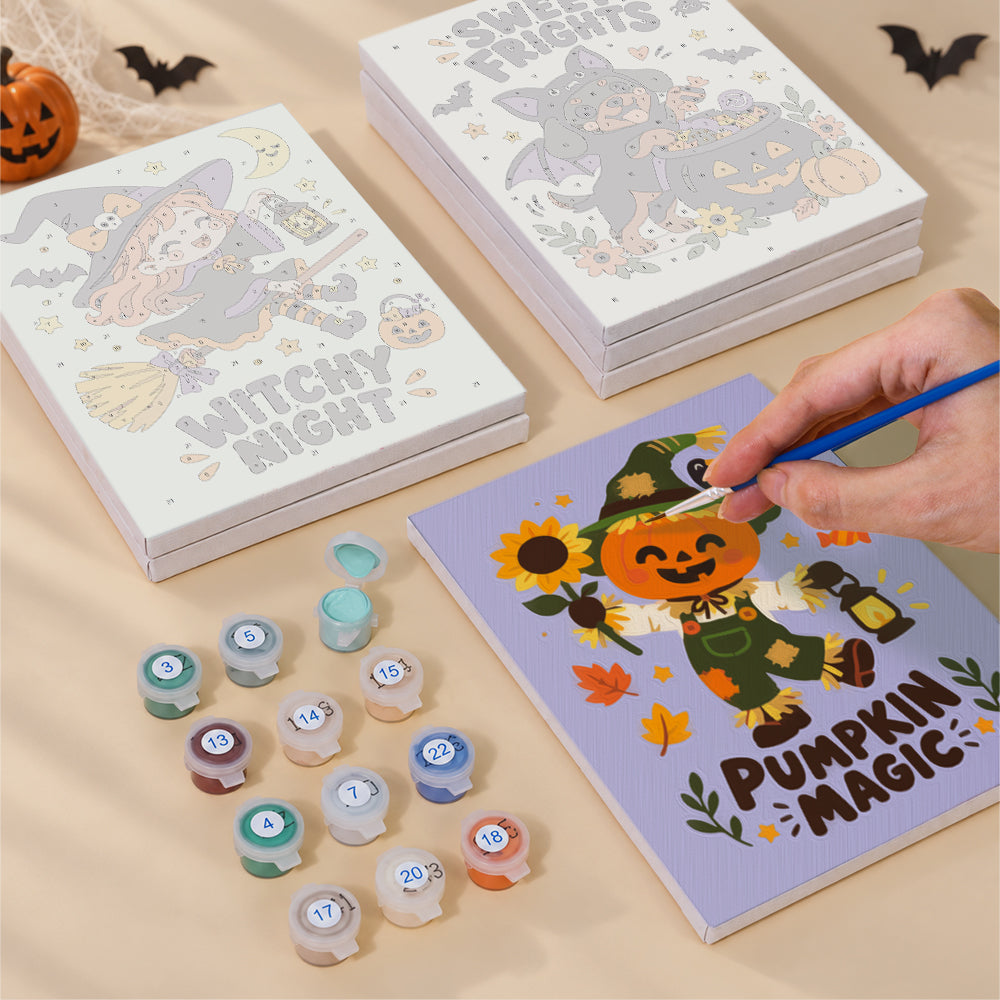 Cute Halloween Characters mini paint by numbers – image 4