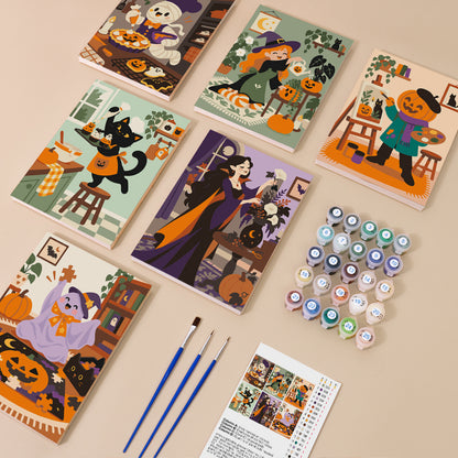 Ghost Baker and Pumpkin Painter mini paint by numbers – image 1