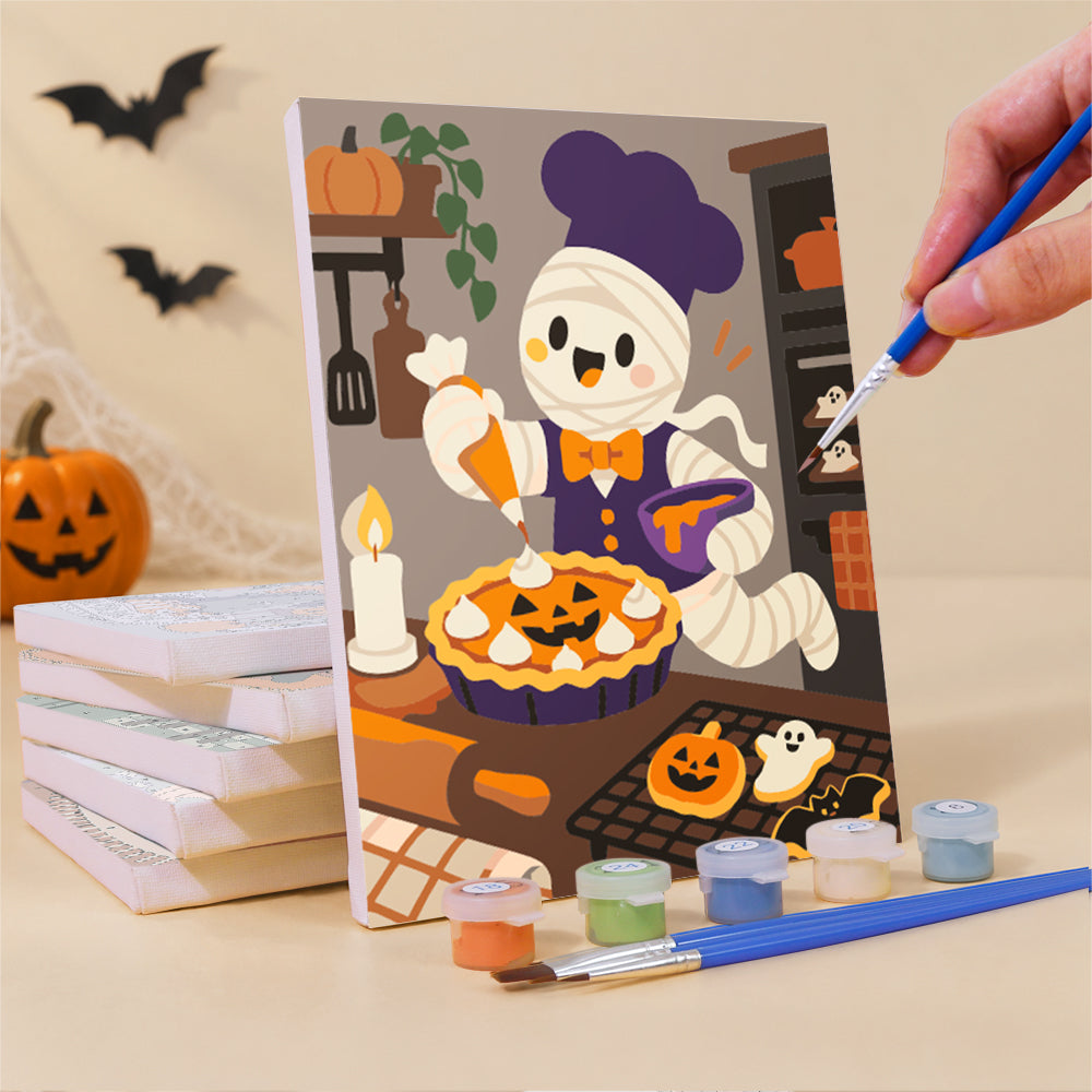 Ghost Baker and Pumpkin Painter mini paint by numbers – image 3