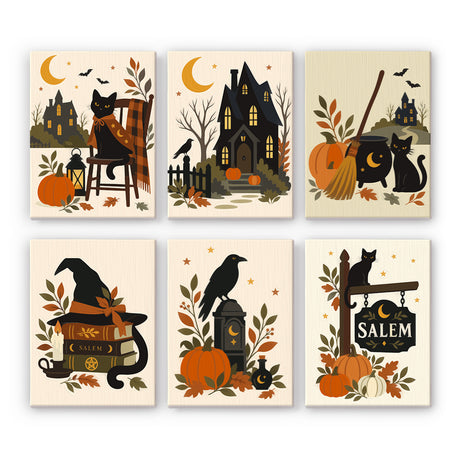 Vintage Halloween Cats and Haunted Houses mini paint by numbers – image 7