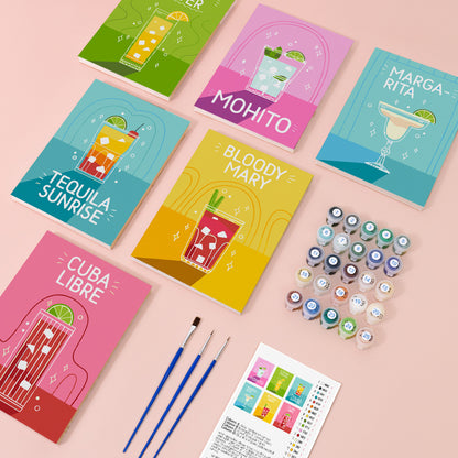 Colorful Cocktail Posters mini paint by numbers – image 1