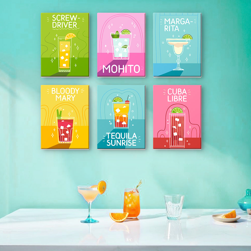 Colorful Cocktail Posters mini paint by numbers – image 16