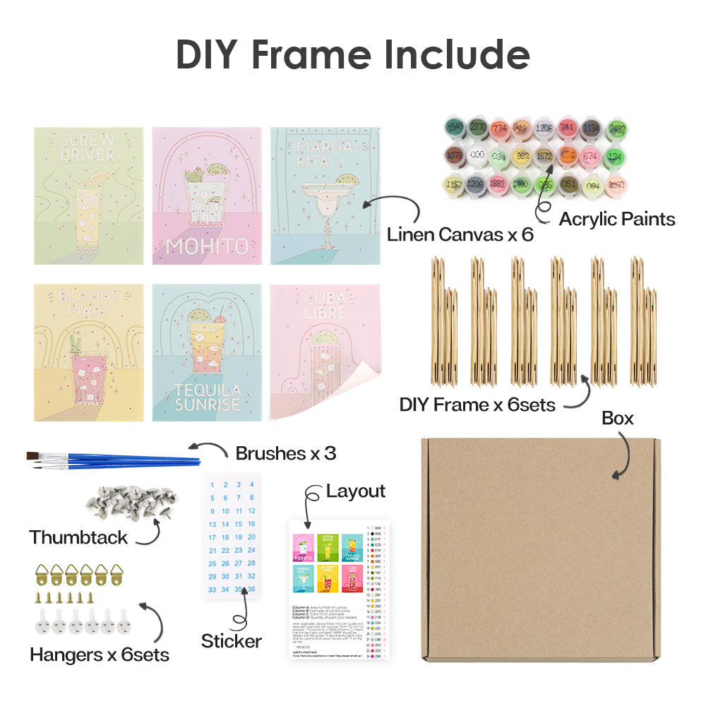 Colorful Cocktail Posters mini paint by numbers – image 19